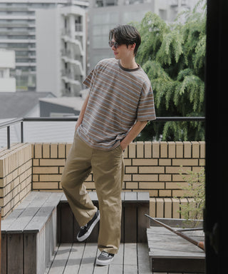 【予約商品】Over Multi Border Half Sleeve Tee