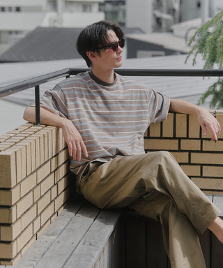 【予約商品】Over Multi Border Half Sleeve Tee