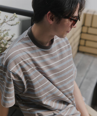 【予約商品】Over Multi Border Half Sleeve Tee