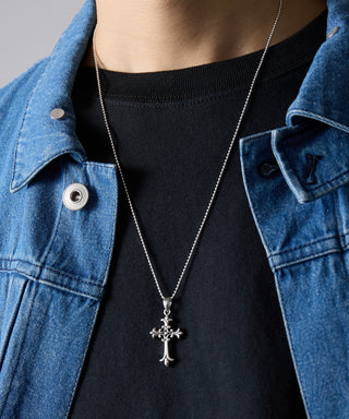 Heavy CHROME Cross Charm Necklace Silver925 KUN
