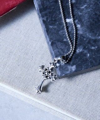 Heavy CHROME Cross Charm Necklace Silver925 KUN