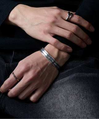 Simple Line Bangle Inking Version Silver925 KUN