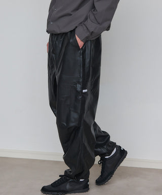 PU Cargo Trousers Wide Silhouette