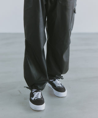 PU Cargo Trousers Wide Silhouette