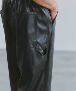 PU Cargo Trousers Wide Silhouette
