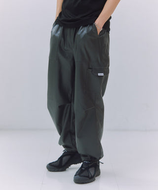 PU Cargo Trousers Wide Silhouette
