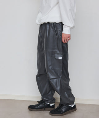 PU Cargo Trousers Wide Silhouette