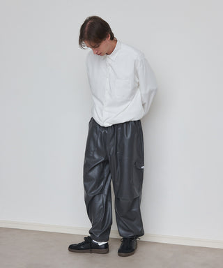 PU Cargo Trousers Wide Silhouette