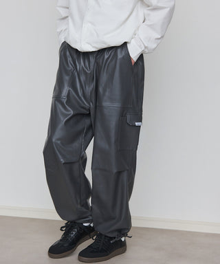 PU Cargo Trousers Wide Silhouette