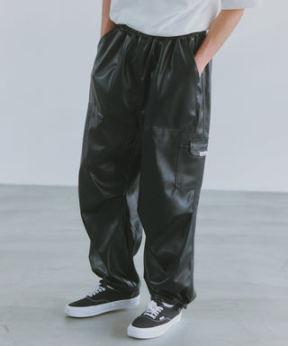 PU Cargo Trousers Wide Silhouette