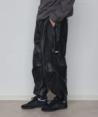 PU Cargo Trousers Wide Silhouette