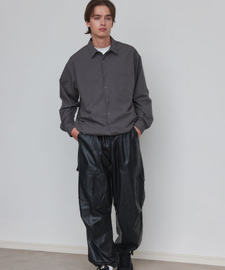 PU Cargo Trousers Wide Silhouette