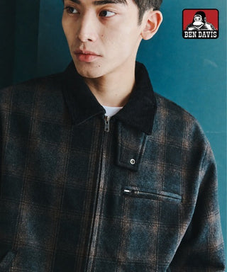 【BEN DAVIS】別注Ombre Check Zip-Up Work Jacket【予約商品】