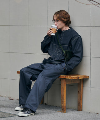 U.S.ARMY バンドカラーデニムプルオーバーシャツ