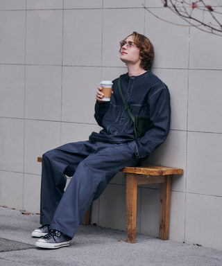 U.S.ARMY バンドカラーデニムプルオーバーシャツ