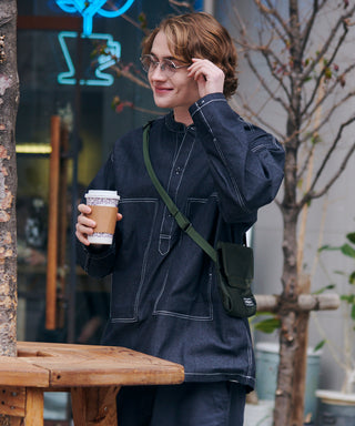 U.S.ARMY バンドカラーデニムプルオーバーシャツ