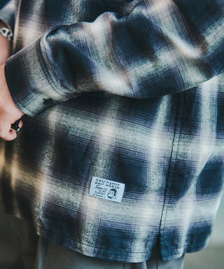【BEN DAVIS】別注Ombre Check Open Collar Work Shirt【予約商品】