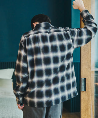 【BEN DAVIS】別注Ombre Check Open Collar Work Shirt【予約商品】