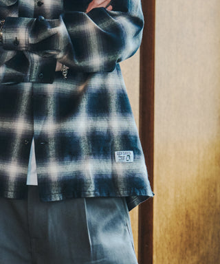 【BEN DAVIS】別注Ombre Check Open Collar Work Shirt【予約商品】
