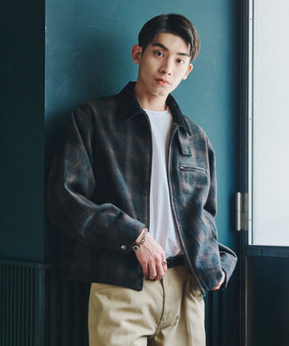 【BEN DAVIS】別注Ombre Check Zip-Up Work Jacket【予約商品】