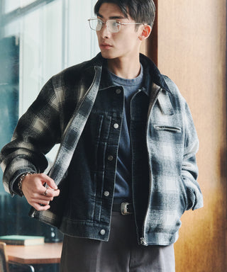 【BEN DAVIS】別注Ombre Check Zip-Up Work Jacket【予約商品】