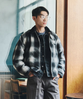 【BEN DAVIS】別注Ombre Check Zip-Up Work Jacket【予約商品】