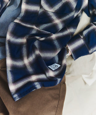 【BEN DAVIS】別注Ombre Check Open Collar Work Shirt【予約商品】