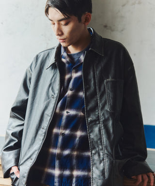 【BEN DAVIS】別注Ombre Check Open Collar Work Shirt【予約商品】