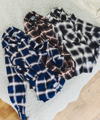 【BEN DAVIS】別注Ombre Check Open Collar Work Shirt【予約商品】