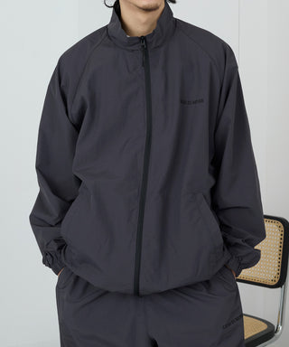 One Point Embroidery Nylon Track Jacket Set-up Compatible LESS IS MORE