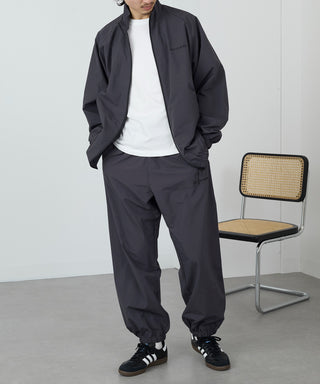 One Point Embroidery Nylon Track Jacket Set-up Compatible LESS IS MORE