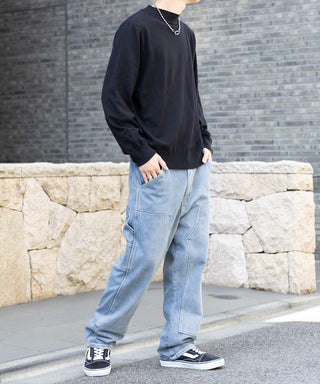 VINTAGE WASHED Recycled Denim DOUBLE KNEE WORK PANTS