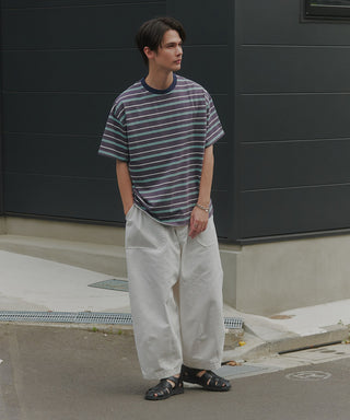 【予約商品】Over Multi Border Half Sleeve Tee